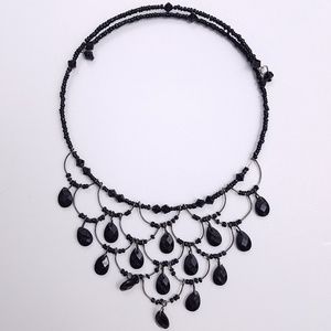 Vintage beaded choker necklace BLACK